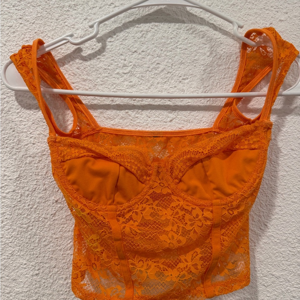 Orange Lace bustier corset
